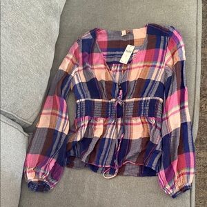 Pilcro Multicolor Plaid Blouse